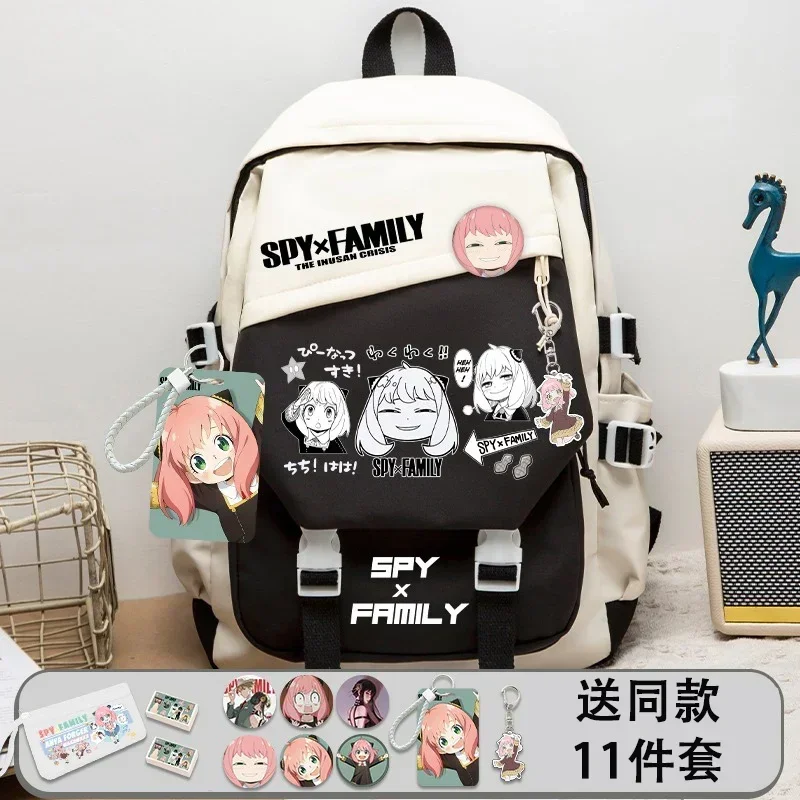 30×43×14cm Black Blue Green, Spy x Family, Anime, Student Kids Teens School Bags Large Capacity Mochilas Gift, Backpacks, Girls