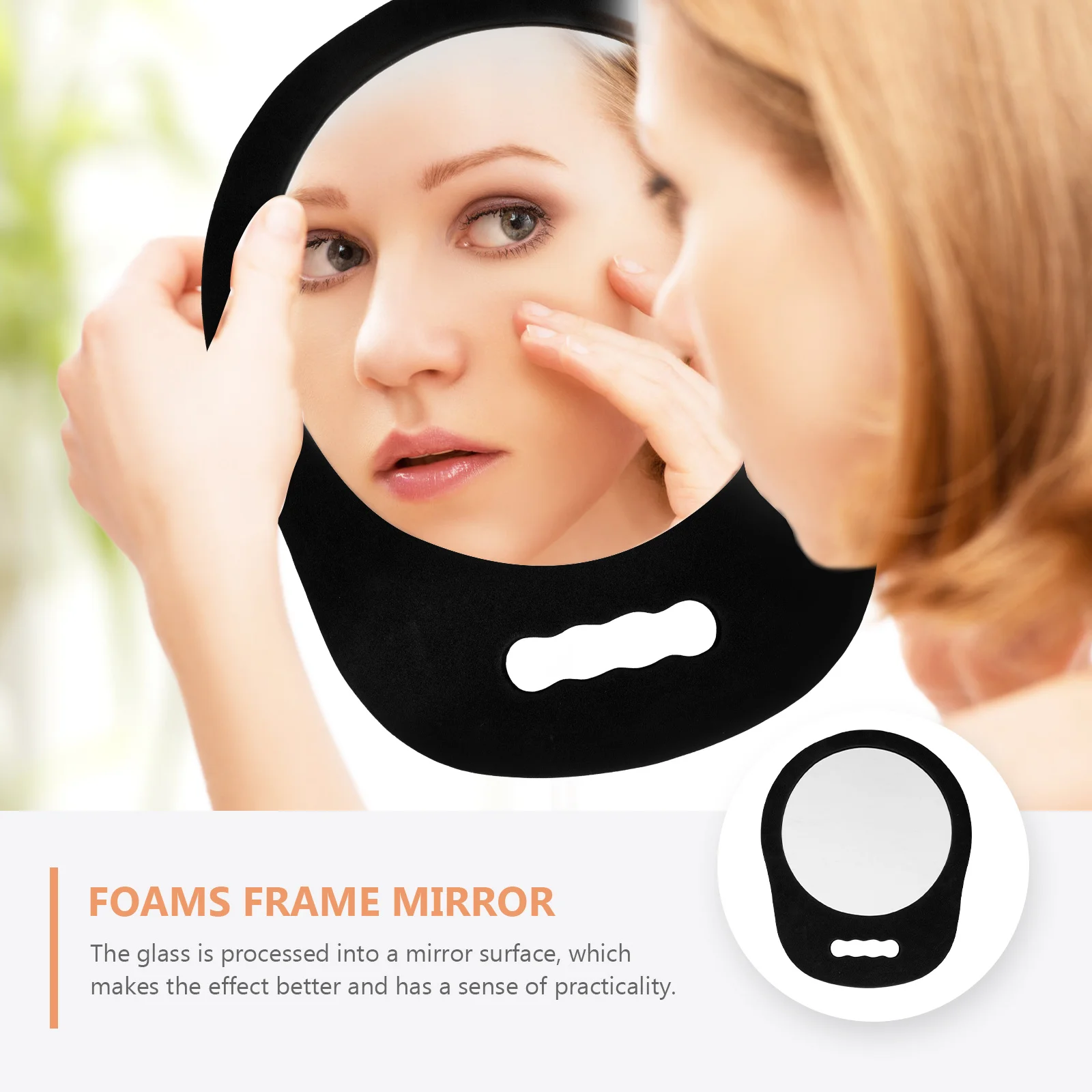 Ronde schuimspiegel Compact handontwerp voor salon Haarstyling Make-uptoepassing Reizen Buiten Thuis Dagelijks gebruik