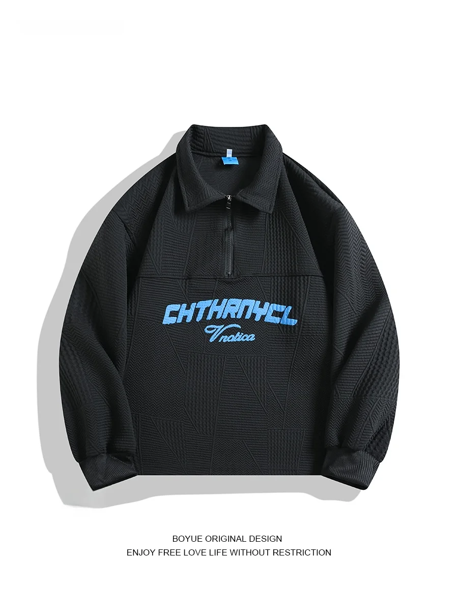 

Худи на молнии Boyue в американском стиле с вышивкой, премиум-качество, повседневный свободный крой, верхняя одежда