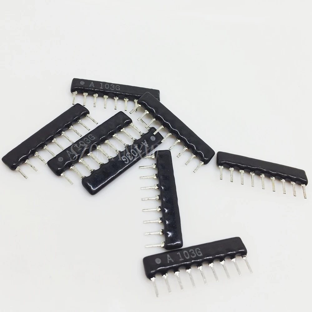 10PCS 9Pin Resistor Network Array A103J A102J A472J 4.7K 1K 10K 2K 3K 6.8K 3.3K 2.2K 2.54MM Pin SIP-9