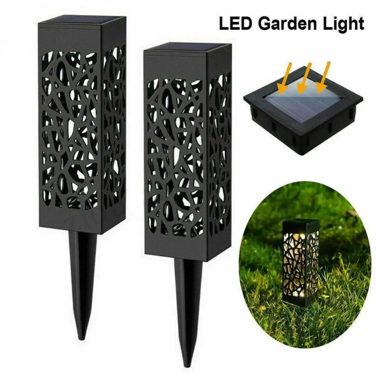 B Vintage Outdoor Waterproof Rechargeable Torch Lighting LED Solar Powered Rain-proof Garden Lawn Lamp Landscape Light