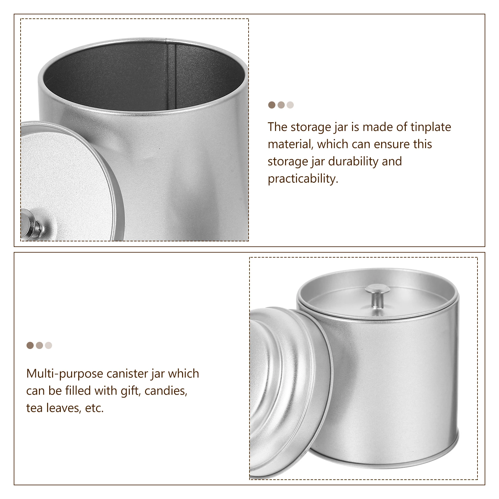

6pcs Double Lids Tea Storage Jars Loose Leaf Tin Food-Grade Tinplate Canister Reusable Airtight Jar For Coffee Beans Household