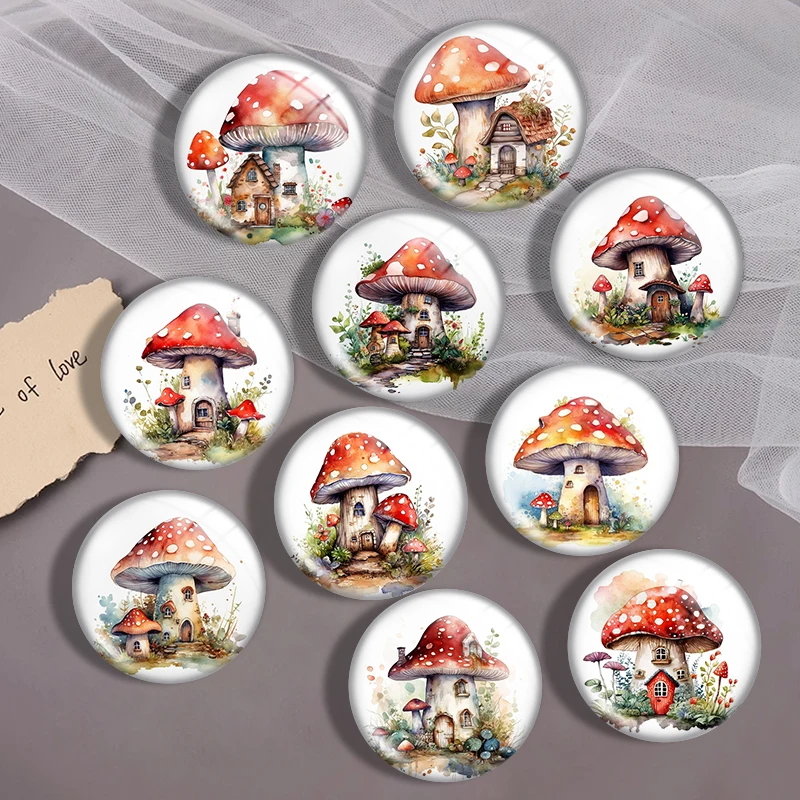 

Watercolor fairy house mix 12mm/18mm/20mm/25mm Round photo glass cabochon demo flat back Making findings