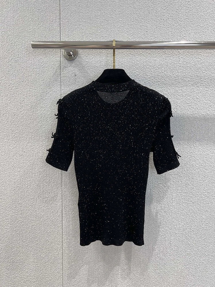 

SVORYXIU 2026, новый стиль, летняя повседневная женская мода, винтажная черная шнуровка с цветами, освежающие короткие рукава