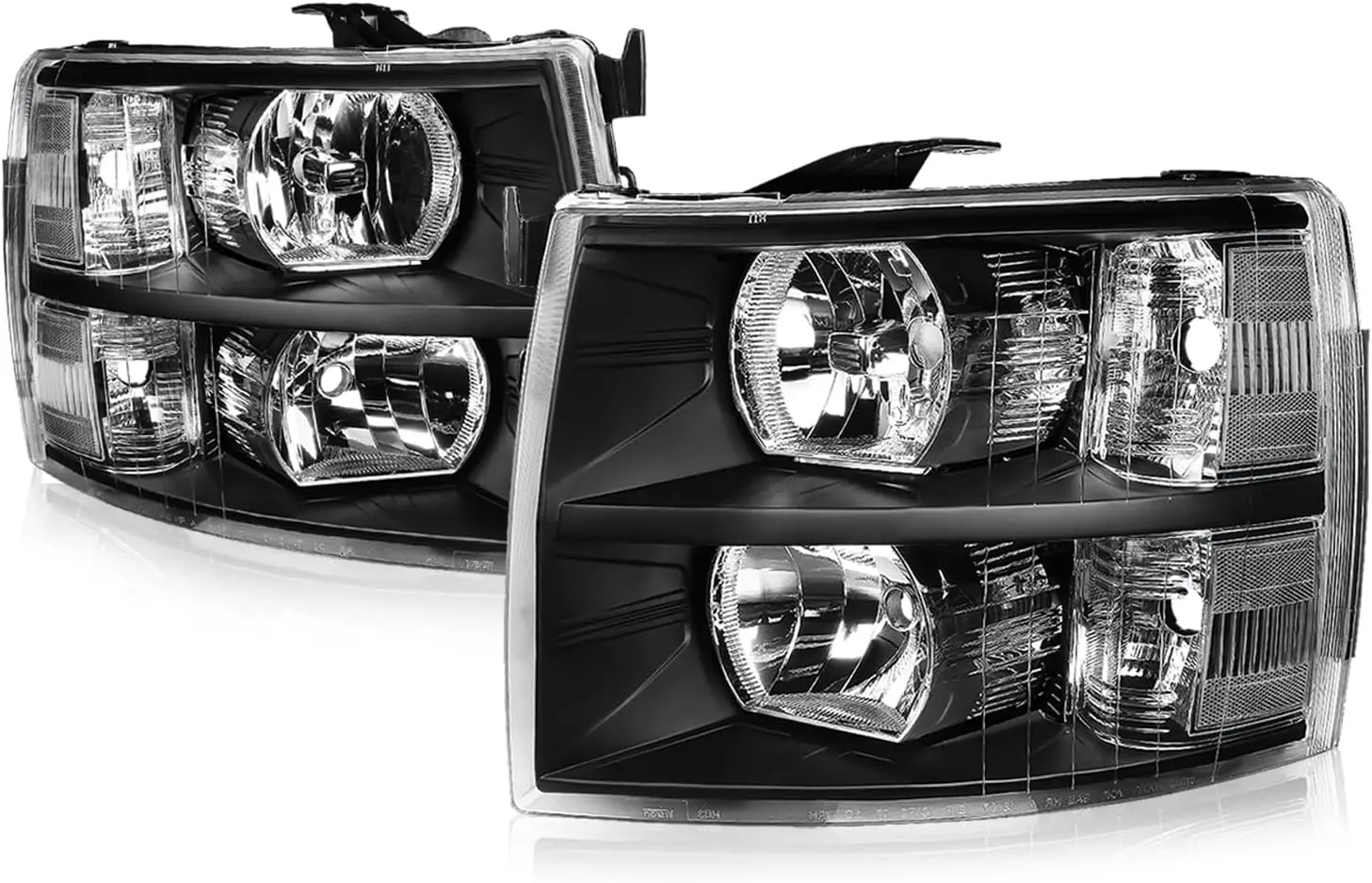 

Halogen Headlights Assembly Compatible with Chevy Silverado 1500 2500HD 3500 GMT900 2007 2008 2009 2010 2011 2012 2013 2014, Dri