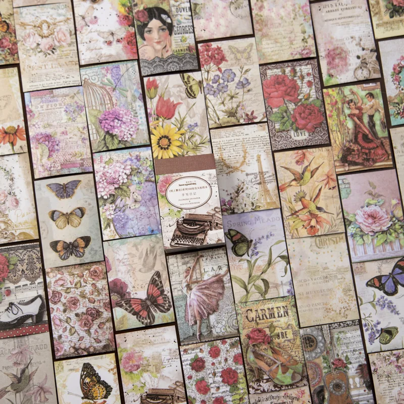 100pcs/pack Floral Decor Stickers Book Butterfly Sticker Collage Junk Journal DIY Scrapbooking Ins Sticker Stationery