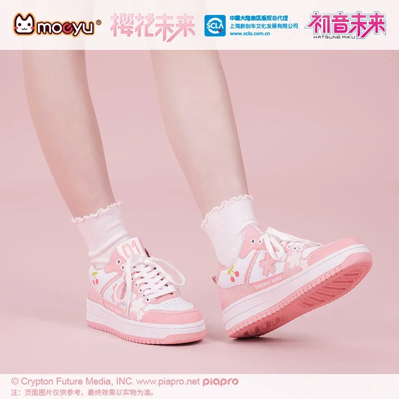 Zapatos originales Moeyu Sakura Miku para mujer y hombre, zapatos de Anime, zapatos planos de lona con cordones informales para mujer, zapatillas Vocaloid Hatstune 2023
