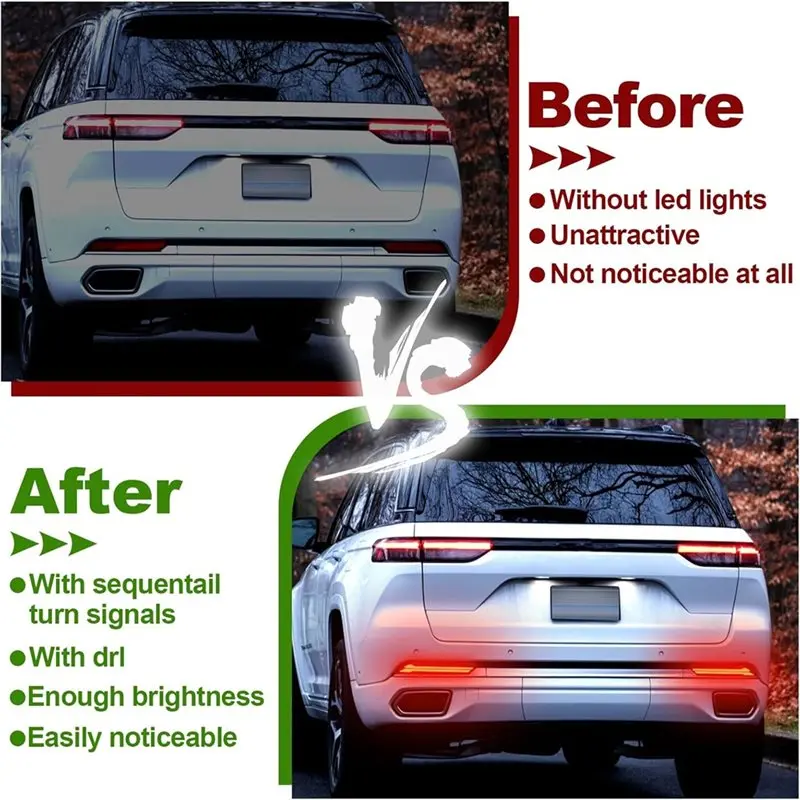 مصباح فرامل إشارة الانعطاف المتسلسل لسيارة جيب جراند شيروكي 2022-2025 ملحقات عاكس المصد الخلفي #4