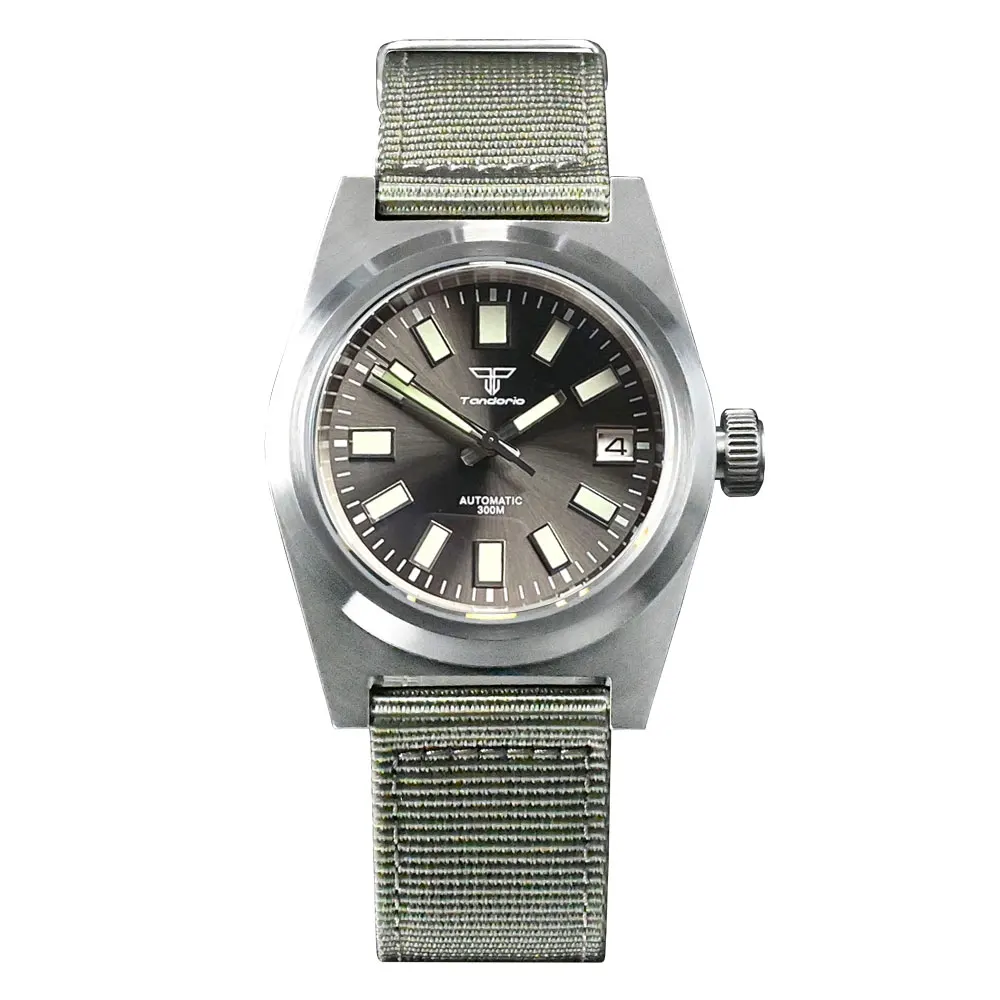 Tandorio-Montre de Plongée Mécanique existent en Verre Saphir pour Homme, Étanche à 200m, Cadran Gris et Noir, AR, NH35, PT5000