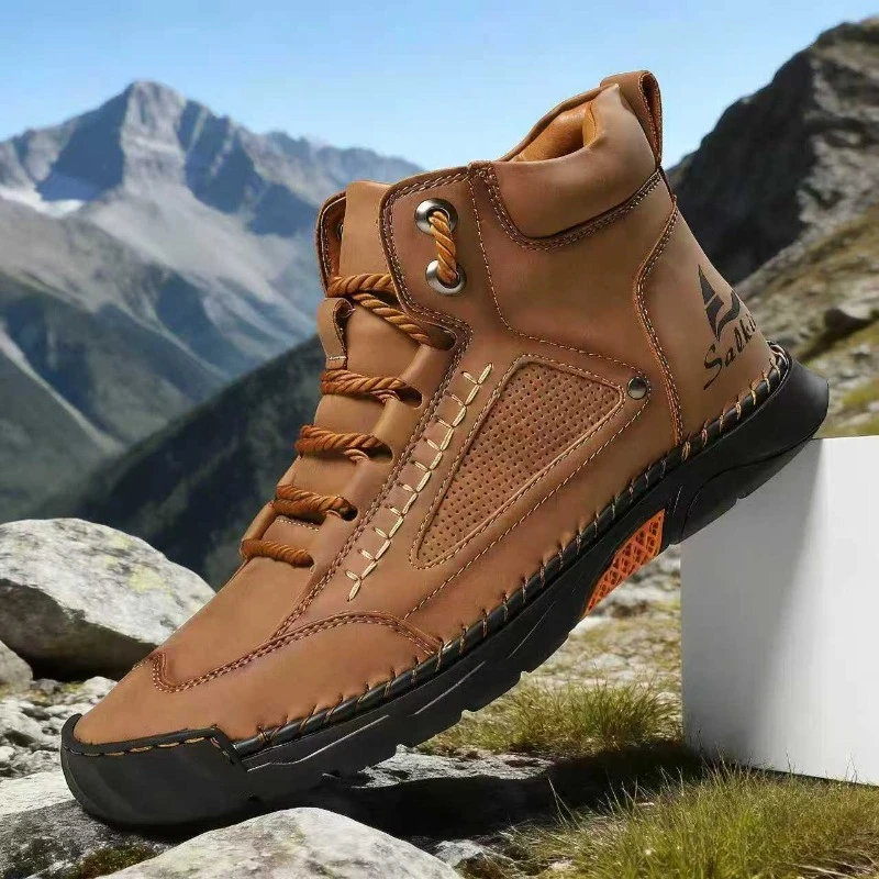 

Мужские винтажные кожаные ботинки ручной работы больших размеров (36-48), роскошные удобные кроссовки для походов и треккинга, мужские высокие повседневные кеды