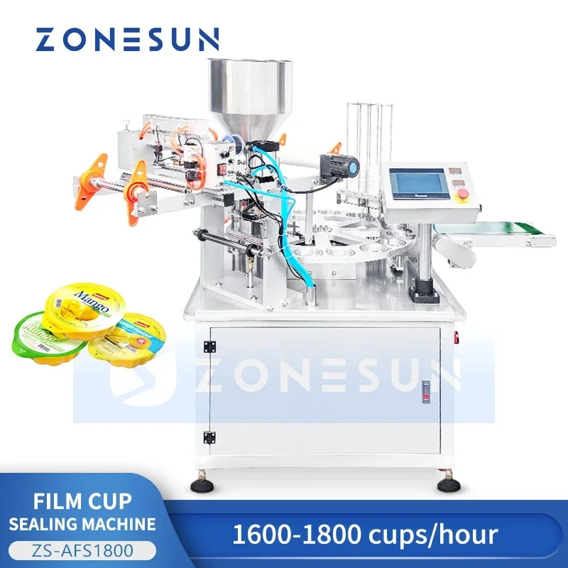 ZONESUN ZS-AFS1800 Máquina automática de llenado y sellado de tazas Máquina de llenado de tazas rotativa Máquina de sellado de tazas de yogur
