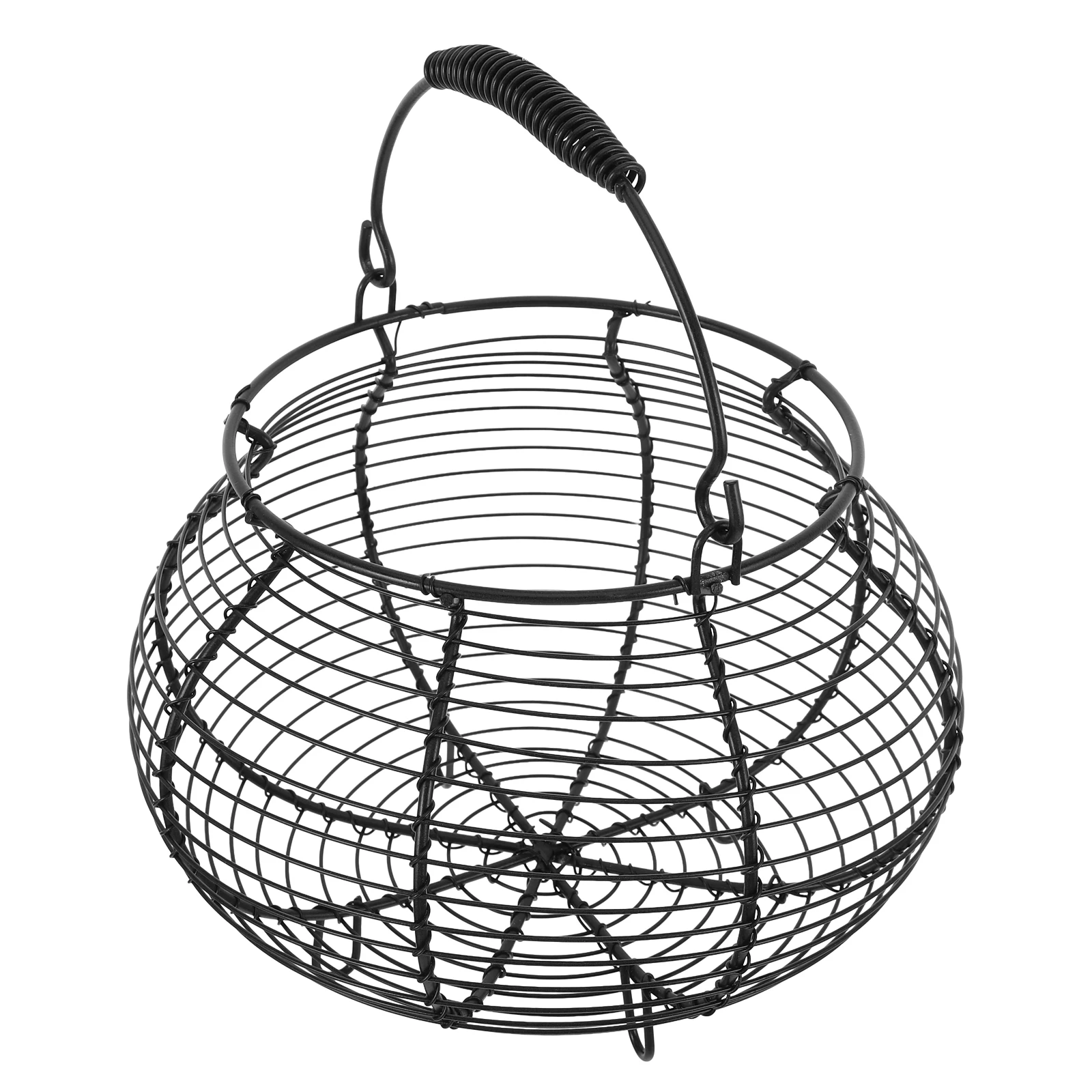 

Wire Basket Handle Grocery Storage Egg Tote Iron Vegetable Kitchen Fruit Round Longlasting Grocery Kitchen Basket Portable