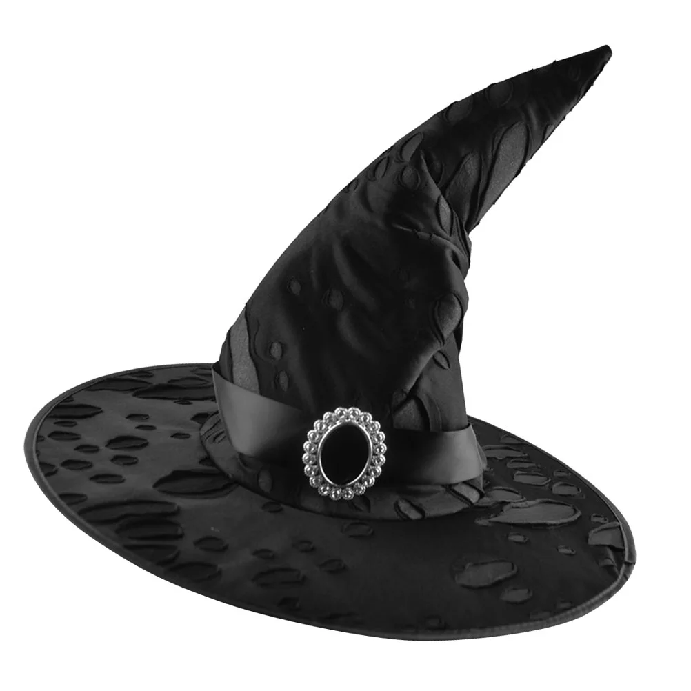 유니섹스 블랙 할로윈 마녀 모자 편안한 코스튬 액세서리 파티 헤드웨어 성인 및 어린이용 트릭트리트 마녀 모자