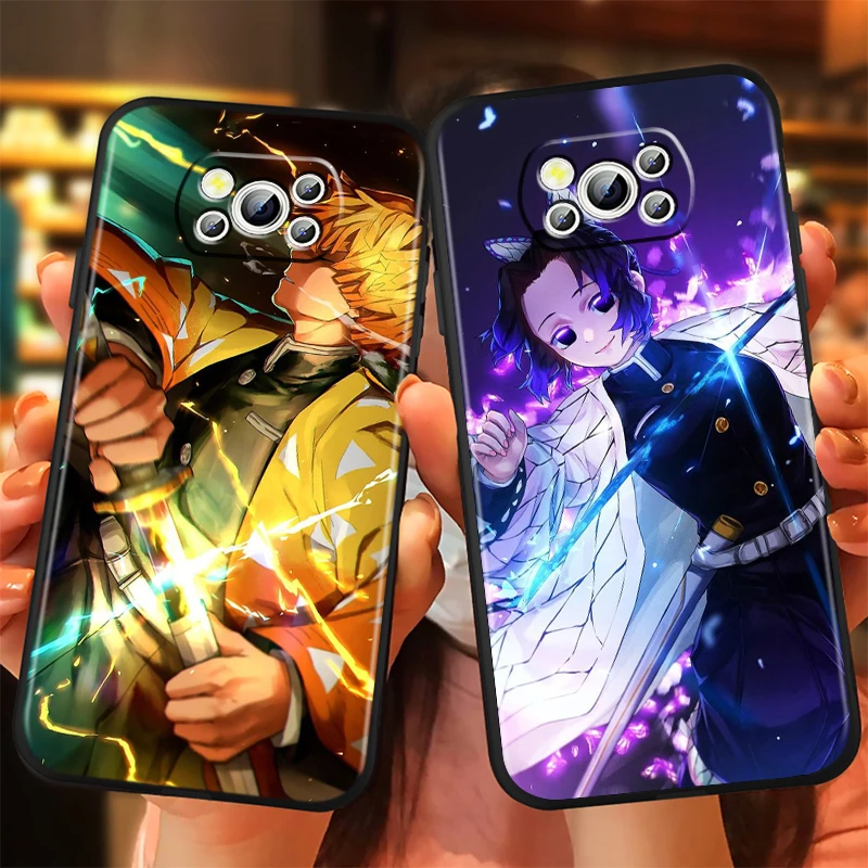 D-Demon S-Slayer Anime Cool For Xiaomi Mi Poco F5 F4 F3 X6 X5 X4 X3 M6 M5 M5S M4 M3 C65 Pro GT NFC 5G Black Funda Phone Case