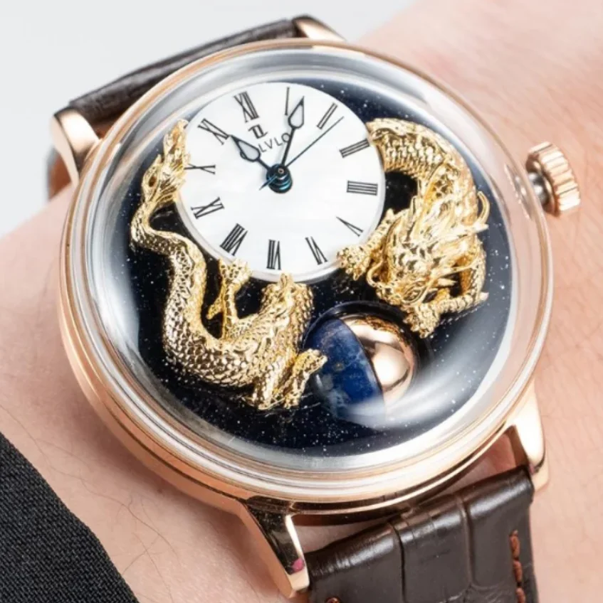 

OBLVLO мужские автоматические часы 42 мм механические наручные часы светящиеся 50 м водонепроницаемые сапфировые вращающиеся 24-часовой шариковый циферблат