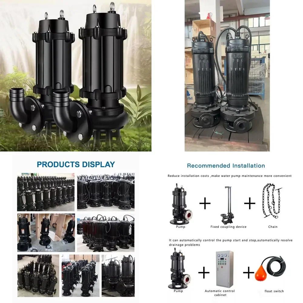 Price 1ph 220V SS304 Available Pump Manufacturer Non Clog Submersible Sewage Pump with Cutting Impeller