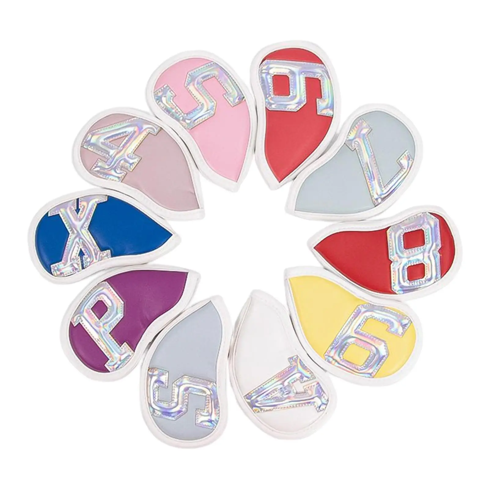 

10x PU Leather Golf Iron Headcover Club Head Cover Protection Guard
