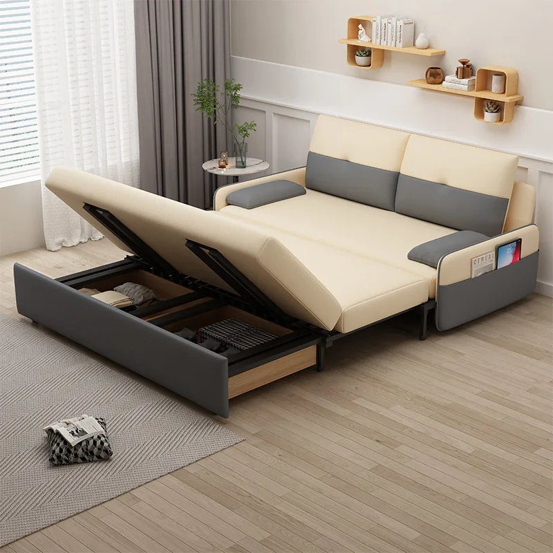 折りたたみ式ソファベッド、多目的多機能、小さなアパートのリビングルーム、ダブル、テクノロジー布製収納、座ったり寝たり