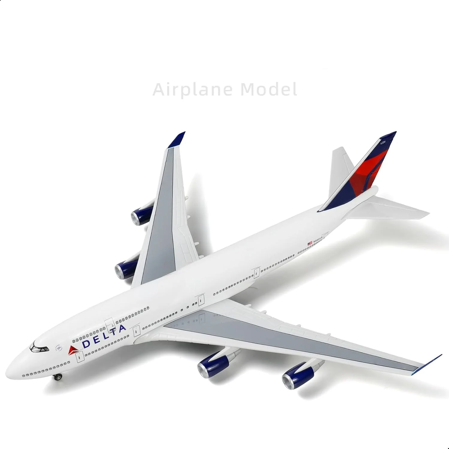 1/160 Scale Delta B747 Airplane Model Kit Diecast Resin Airplane Model with Stand for Aviation Enthusiasts Gifts or Display Deco