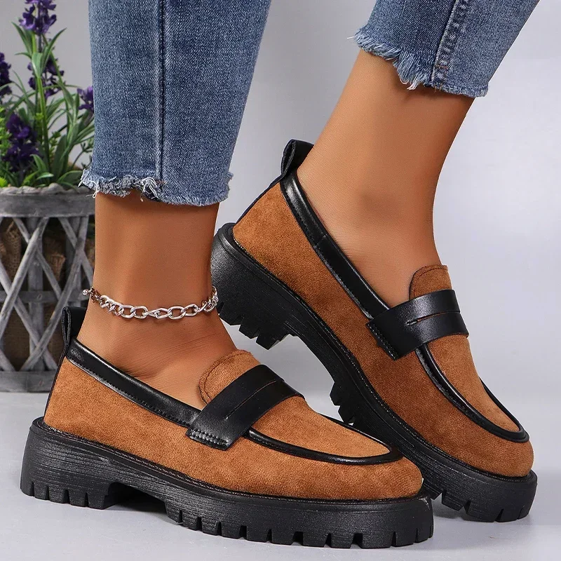 Trendy Leopard Print Loafers 2024 Autumn New Designer Casual Suede Platform Anti Slip Women\'s Plus Size Versatile Single Shoe