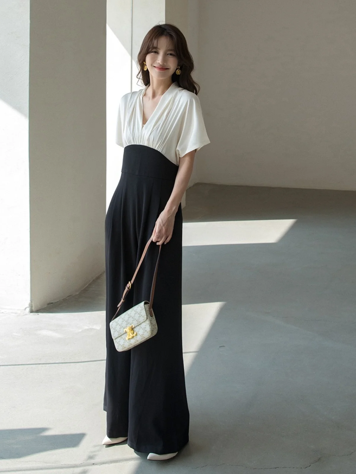 

Новинка 2025 года, цветная широкая рабочая одежда, комбинезон для женщин, утягивающие брюки с высокой талией, роскошные осенние модные брюки