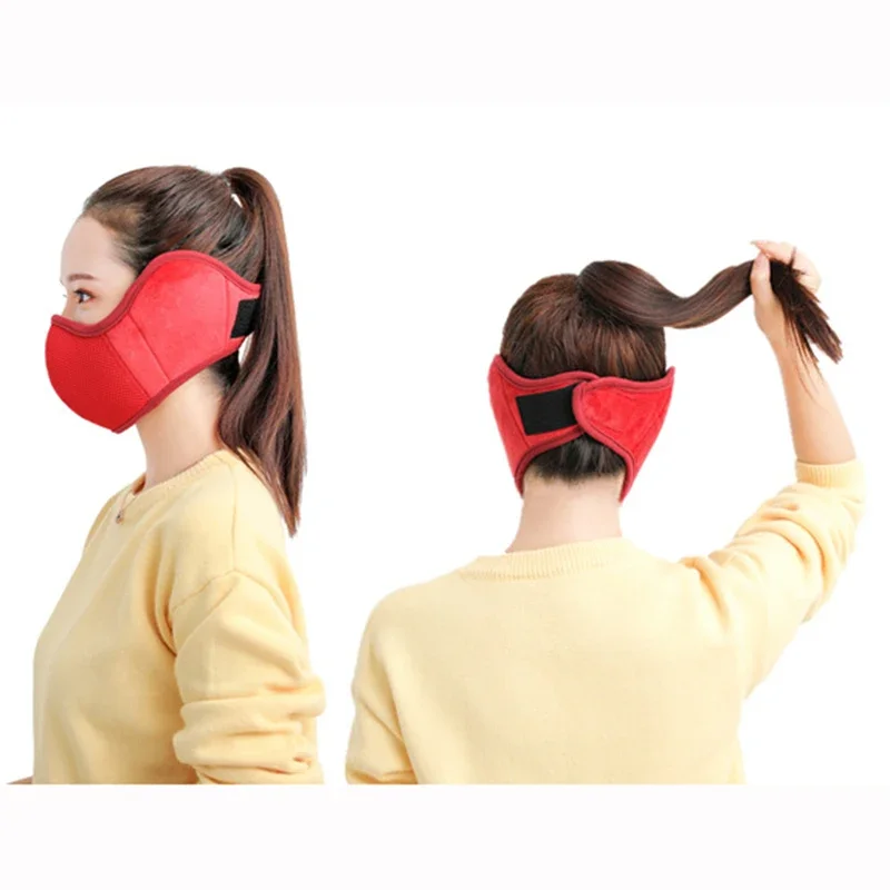 Winter New Fashion Women Men Earmuffs Mouth Mask Windproof Winter Soft Thick Warm Ear Cover Solid Headphone Earlap Boys Girls