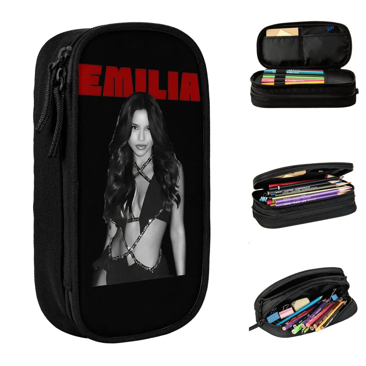 

MusicEMILIA MERNES Pencil Case Pen Holder Pencil Bags Girls Boys Big Capacity Students School Cosmetic Pencil Box