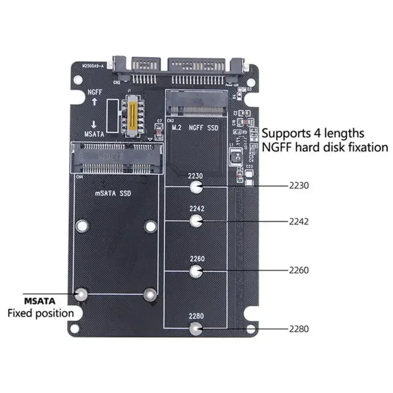 Adaptador M.2/mSATA a SATA M.2 NGFF mSATA SSD a SATA3.0 2,5 "adaptador mSATA/M2 SSD convertidor tarjeta elevadora 6Gbps para PC portátil