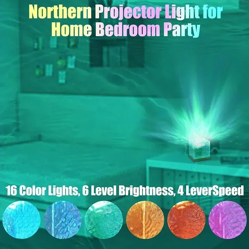 Ocean Wave Projector Light 16 Colors Midnight Aura Aurora Glow Lamp Home Office Bar Restaurant Underwater Projector Night Light