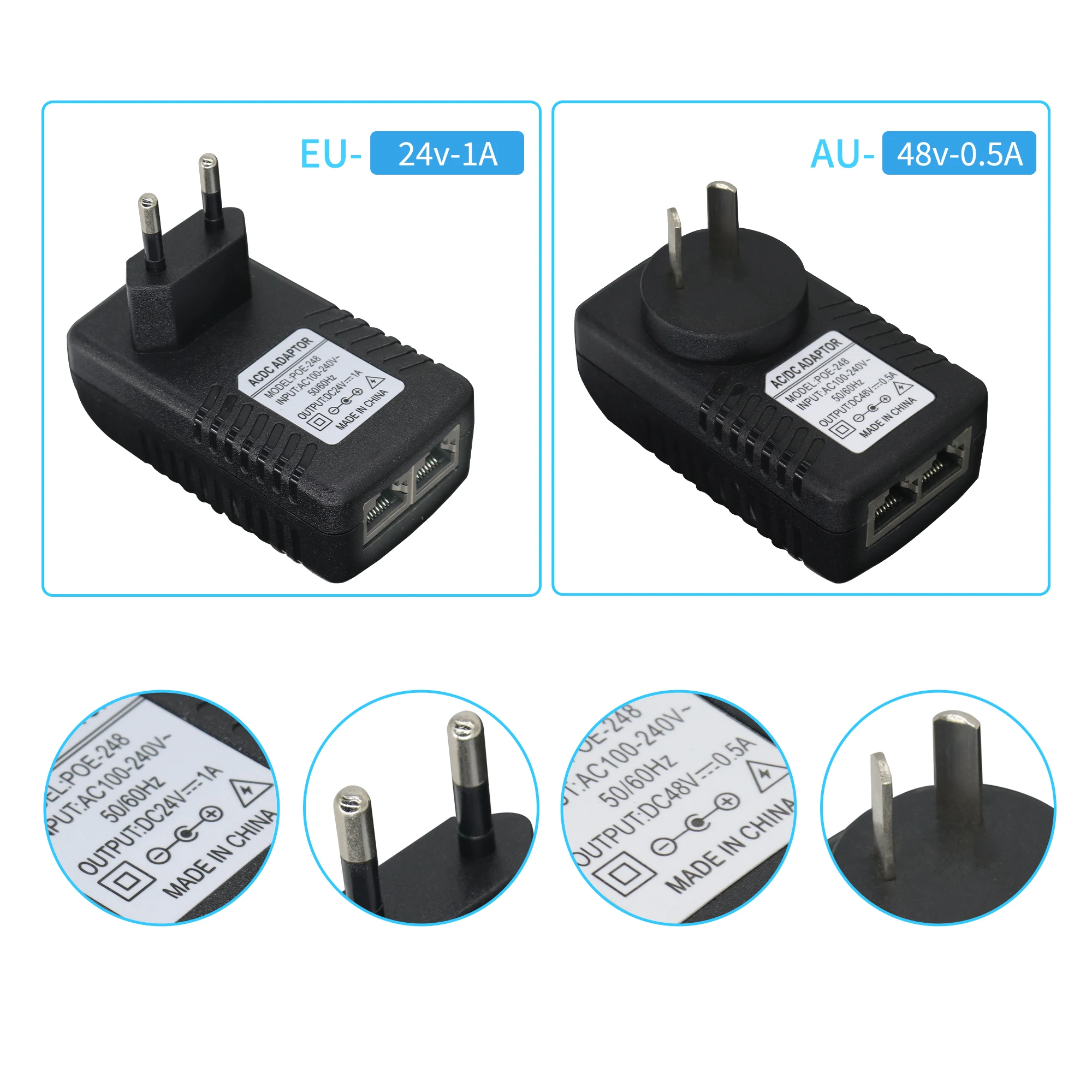 POE Injector 12V 24V 48V With EU US UK AU Plug For Wireless Bridge CCTV IP Camera Power Supply Ethernet Adapter Phone AP