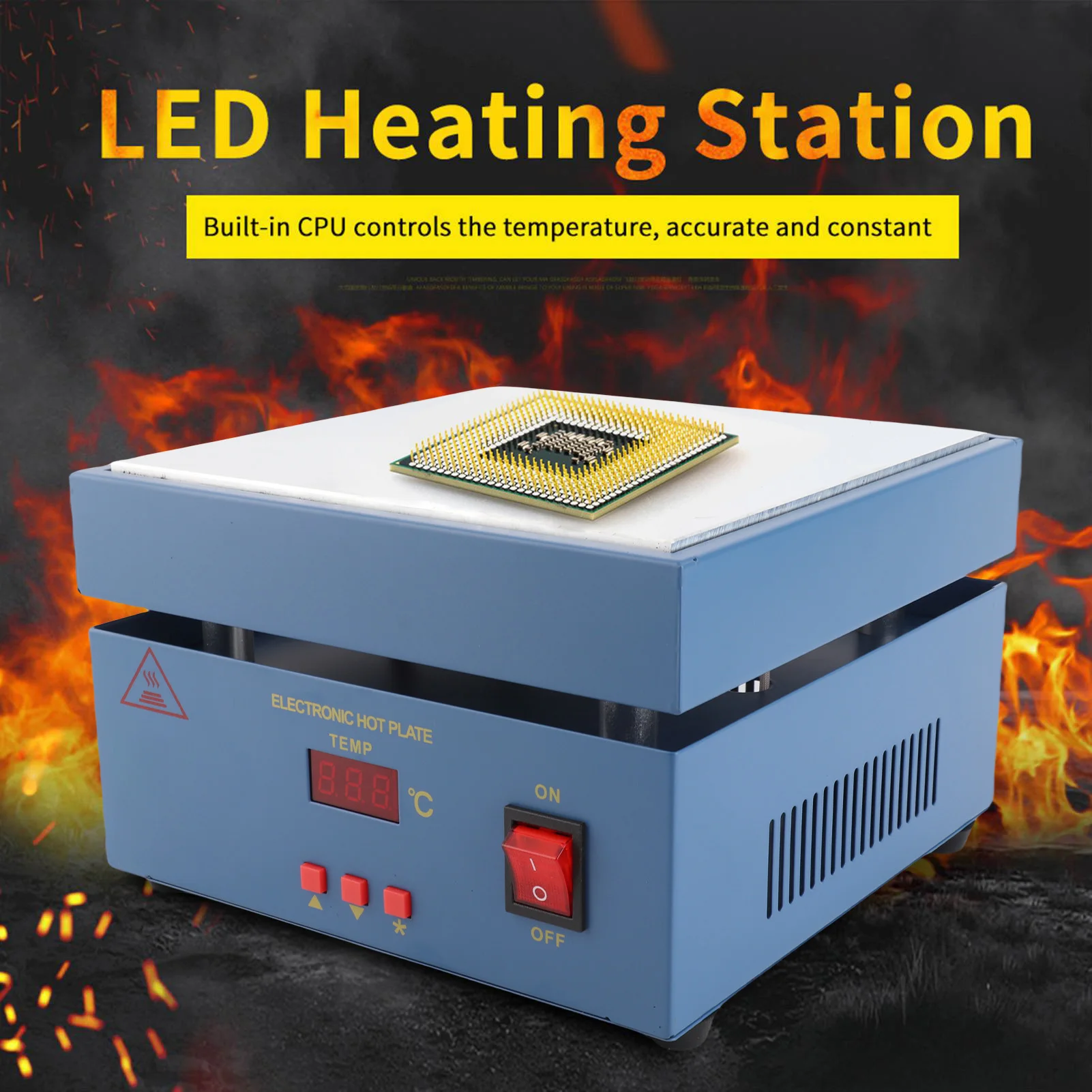 200*200mm Heating Station LED Microcomputer Electric Heating Plate Preheating Station 800W