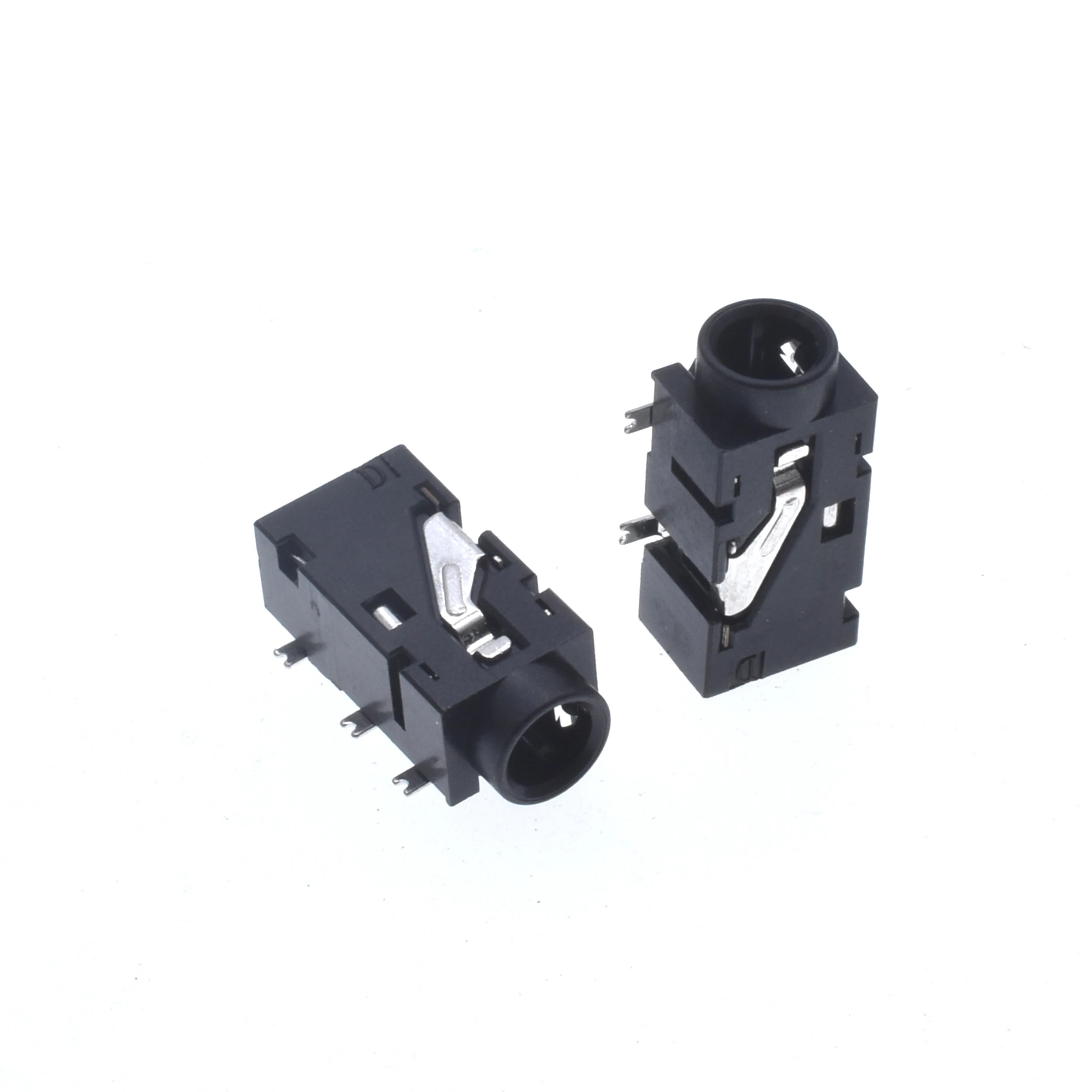 10Pcs PJ-327F audio socket patch,  5-pin, 4-section dual channel headphone socket, 3.5MM caliber headphone jack holder Black