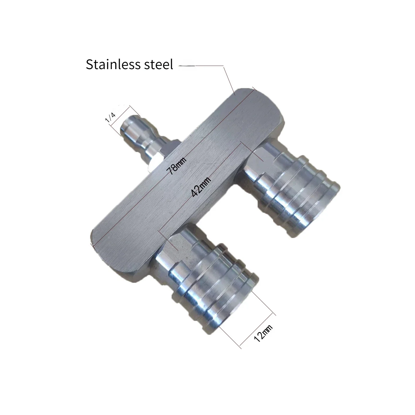 High Pressure Cleaning Machine Double Nozzle Stainless Steel Double Head Adapter Rod High-pressure Water Gun 1/4 Joint