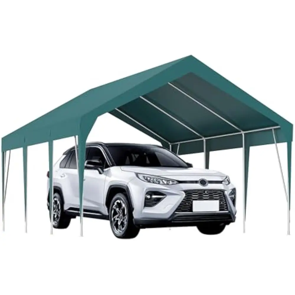 

10 X 20 FT Heavy Duty Carport Canopy with Sturdy Frame, Portable Waterproof and UV-Resistant Garage Shelter, Adjustable Height