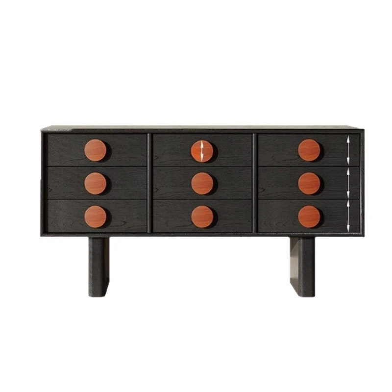 

Solid wood entrance dining side cabinet living room home black bedroom storage nine chest cabinet