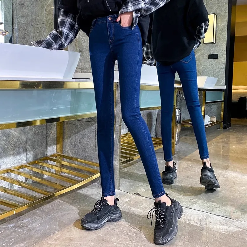 

Slim Fit High Waist Black Denim Jeans Women's Spring Autumn New Style 9-Piece Elastic Stretchy Long Pants Casual Versatile