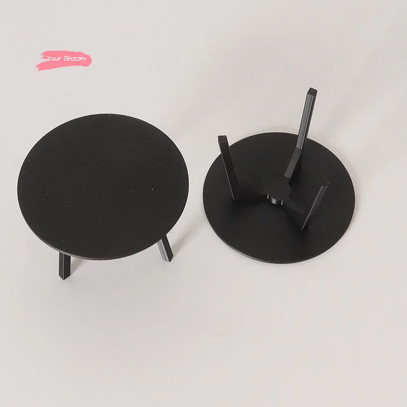 Mini Black round Table Model 1/12 Scale Dollhouse Furniture Living Room Decor Dolls House Pretend Play Toy for Collectors