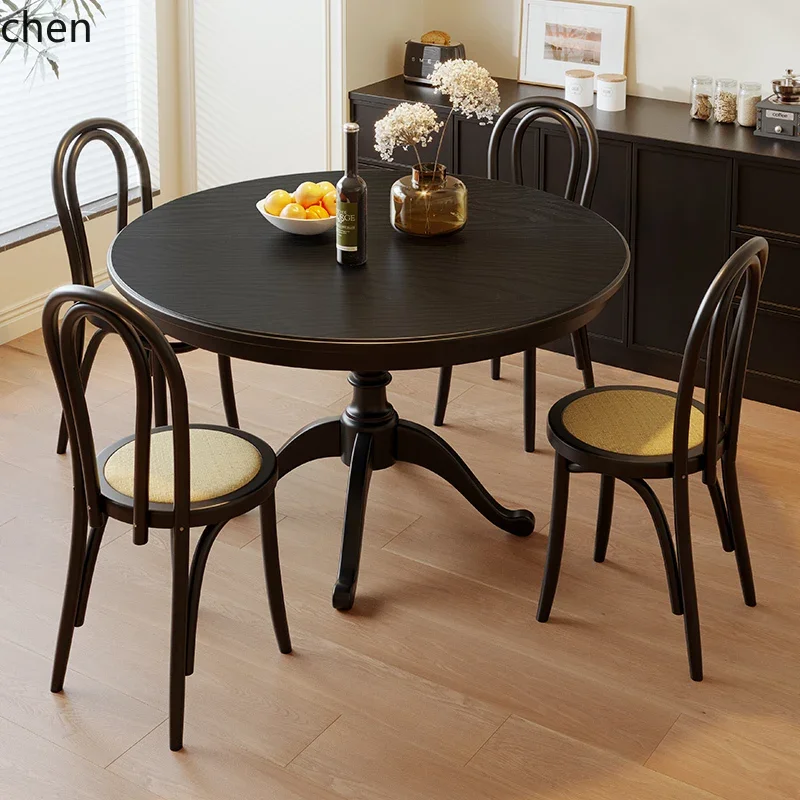 

DSA round dining table and chair set small apartment medium and ancient style round one table and four chairs combination