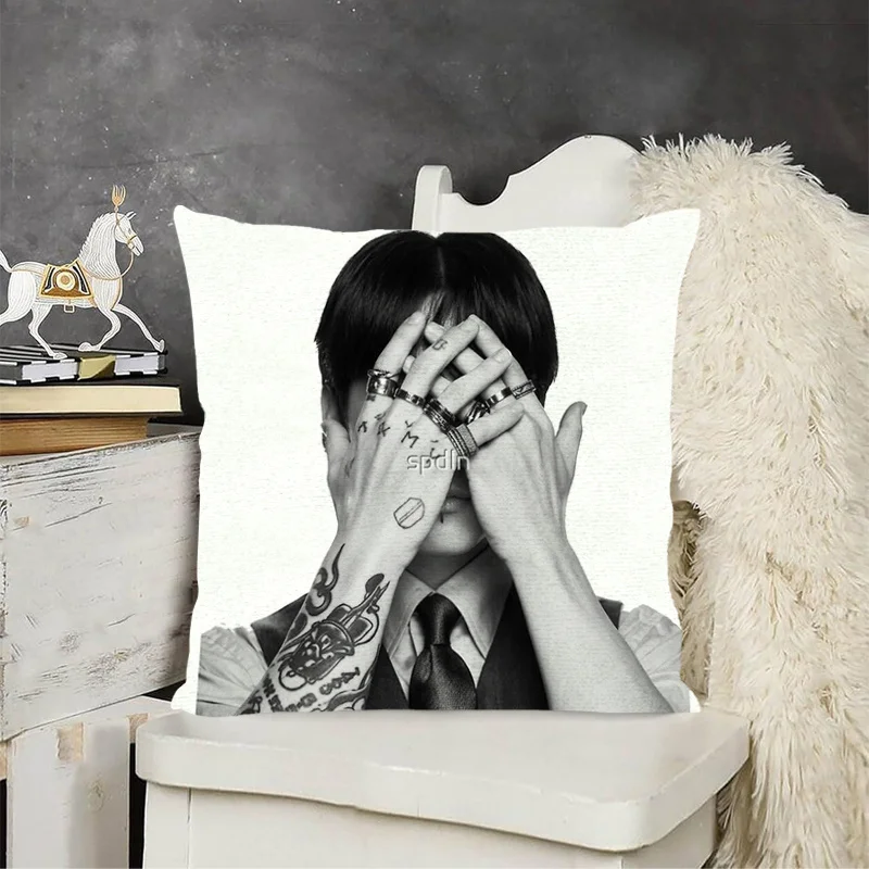 1 Stück J-Jungkook A-Arirang Muster bedruckter quadratischer Kissenbezug, geeignet für Wohnzimmer, Schlafzimmer, Büro, 2D doppelseitiger Druck – Detail 3