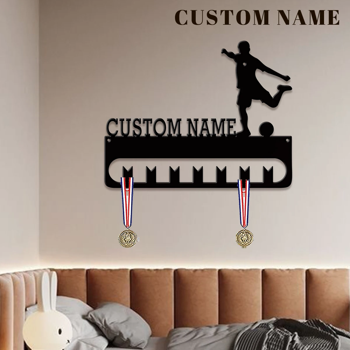 Custom Creative Football Metal Medal Display Rack, Valentines Gift, for Room Decor, Suitable for Basketball, Football Exercise