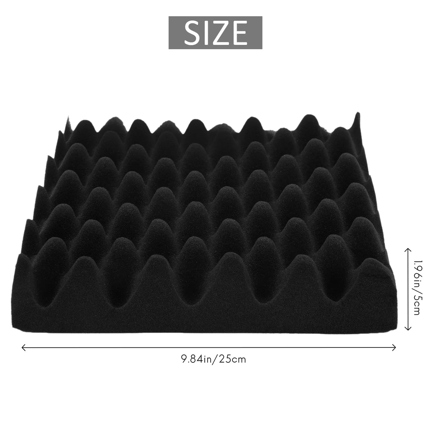 スタジオ用遮音フォーム、エッグクレート、音響処理、エッグプロファイルウェッジ、25x25x5cm
