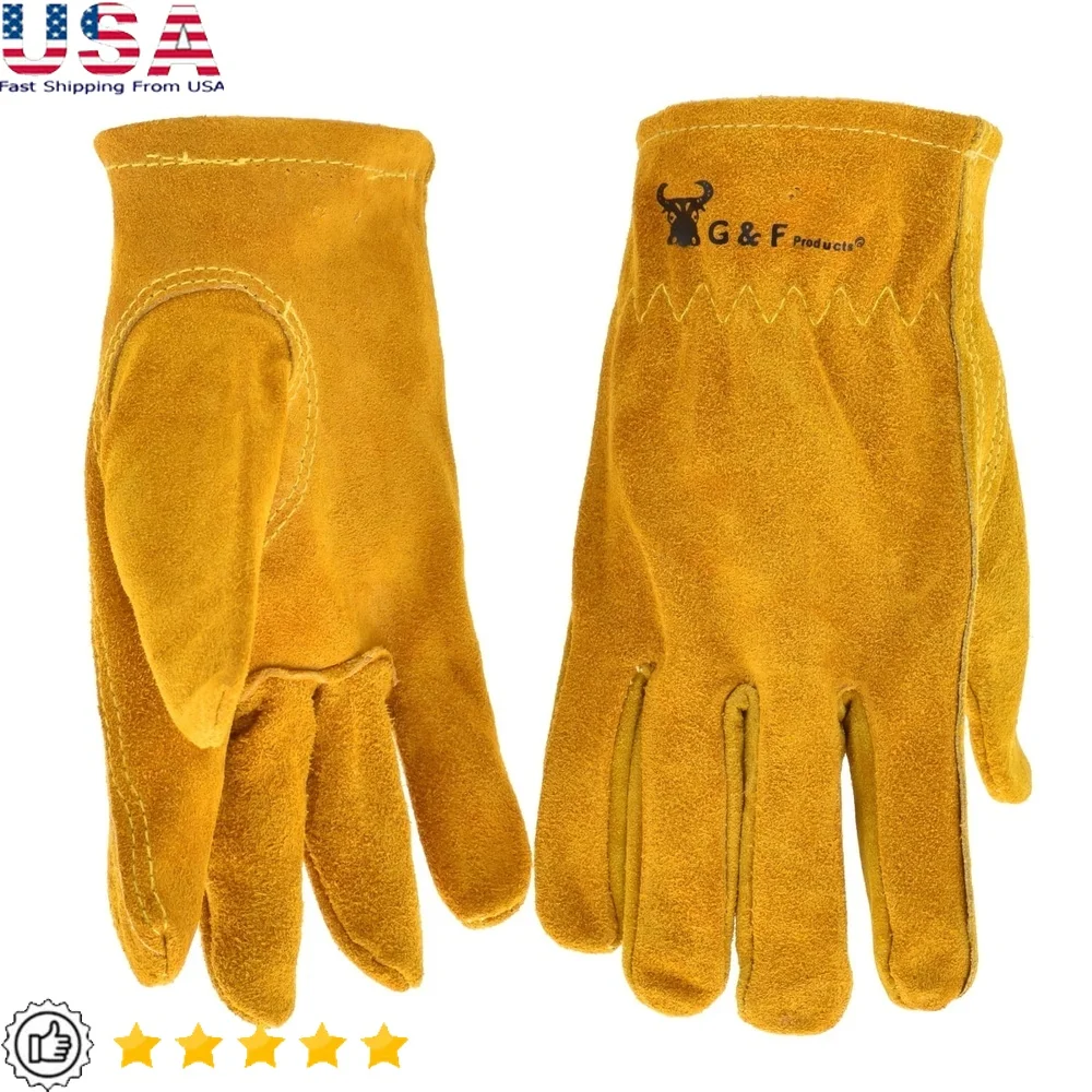 

Kids Genuine Leather Work Gloves Durable Protective Gardening Gloves Comfortable Fit Outdoor Activities Ages 3-5 Years Large