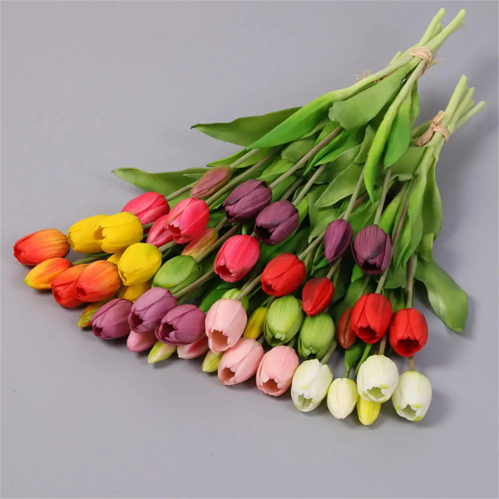 5Pcs Soft Silicone Feel Tulips Artificial Flower Table Decoration Simulation Tulips Bouquet  Decor Home Garden Bouquet Decor