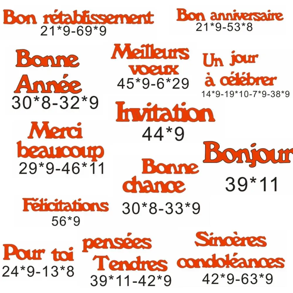 Bonne Chanoe Pour Toi Gemeinsame französische Worte Metall-Stanzformen für DIY Scrapbooking, Bastelpapier, Grußkarten, Vorlage