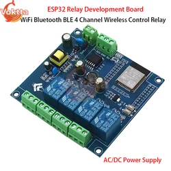 ESP32 Relay Development Board AC/DC Power Supply Voltage Monitor WiFi Bluetooth BLE 4 Channel Wireless Control Relay Module