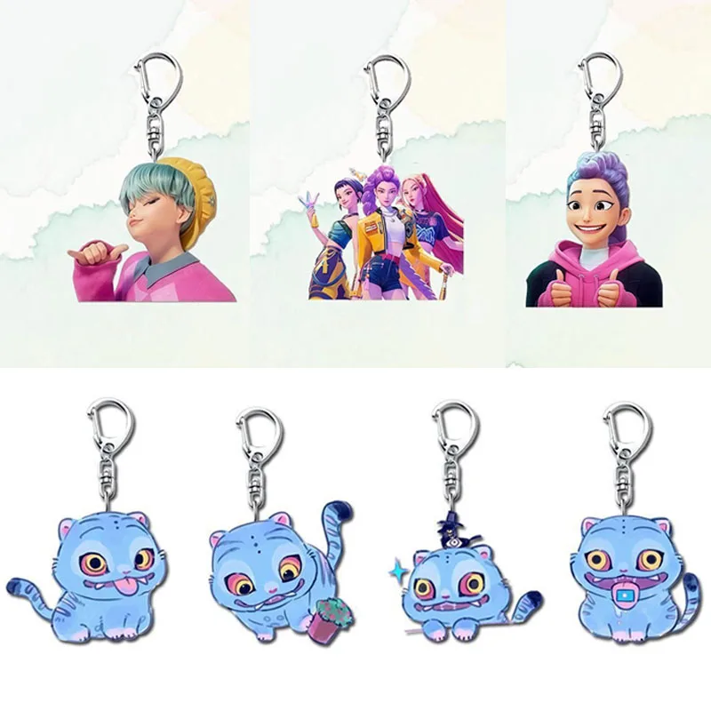 

Anime Kpop Demon Hunters Keychain New Small Tiger Peripheral Homemade Acrylic Backpack Pendant Accessories Fan Love Gift