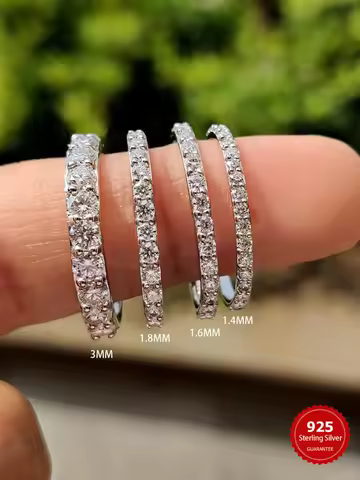 925 Sterling Silver Luxury Fashionable 1.4MM 1.6MM 1.8MM Full Zircon Ring For Women Engagement Wedding High Quality Fine Jewelry