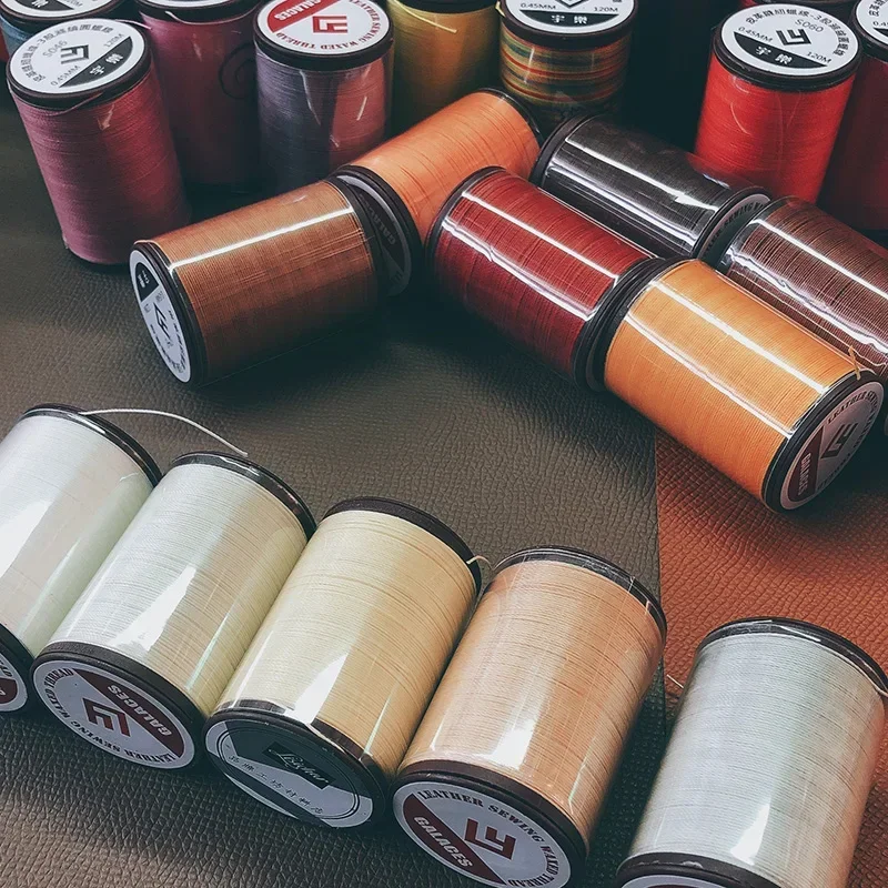 0.55 مللي متر 80 متر جودة عالية جولة الخياطة الشمع الموضوع البوليستر قوة الموضوع التطريز اليدوي لسوار الجلود الحرفية #3