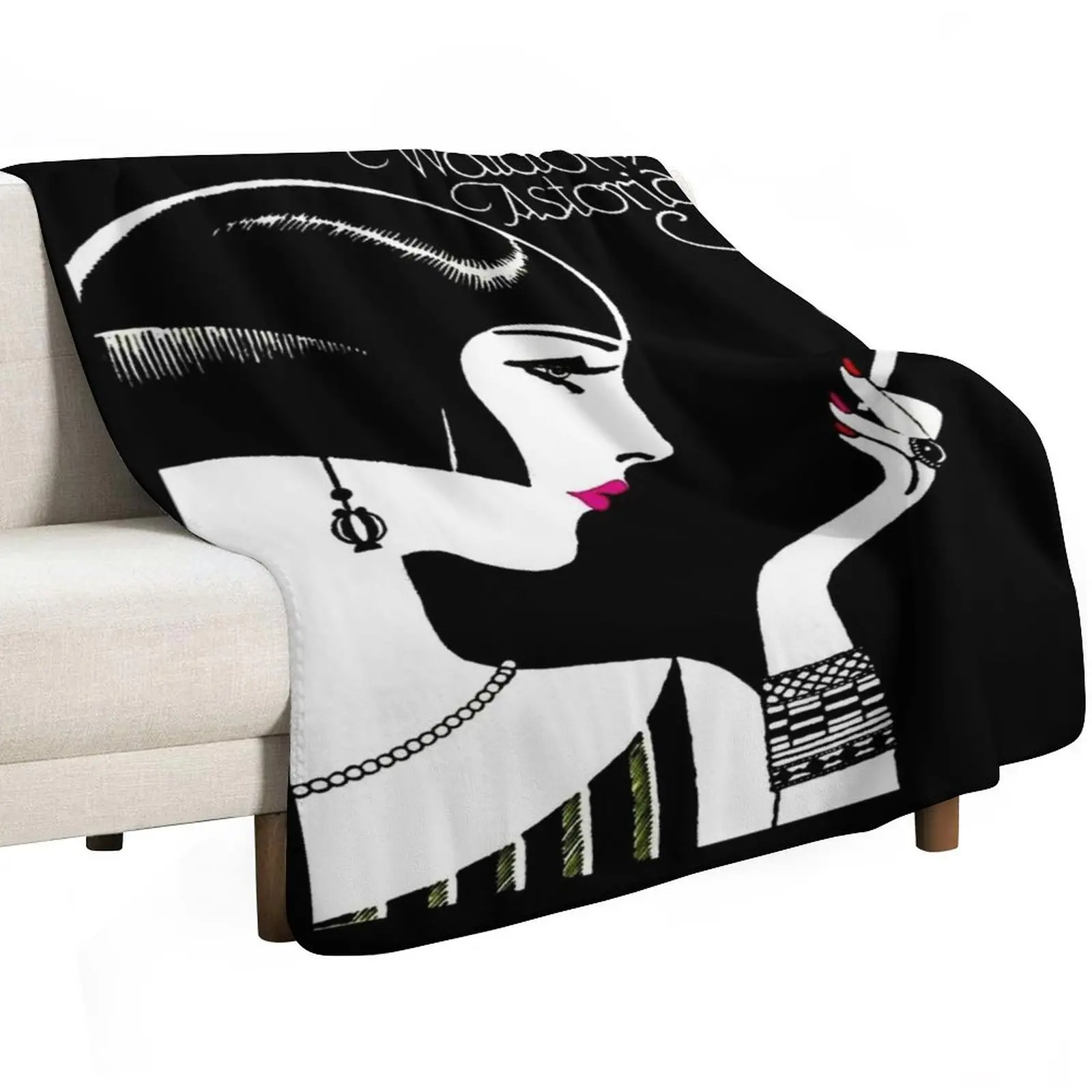 WALDORF ASTORIA : Vintage Hotel Advertising Print Throw Blanket Cozy Sofa Blanket for TV Watching Napping