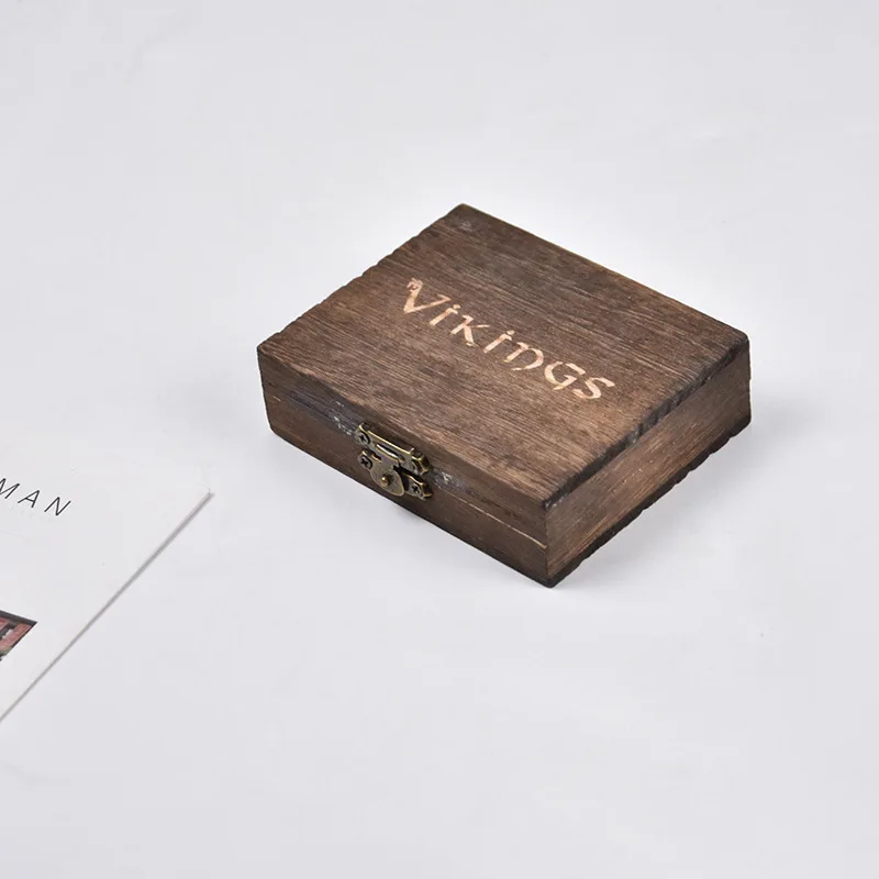 Viking wooden box Viking cowhide bag jewelry necklace packaging box gift bag to send friends essential gift box packaging bag